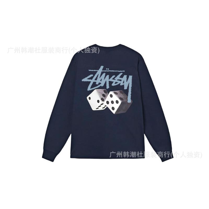 3. Cross-border Stuart long-sleeved printed t-shirt American trendy cylindrical cloth casual loose men and women the same style