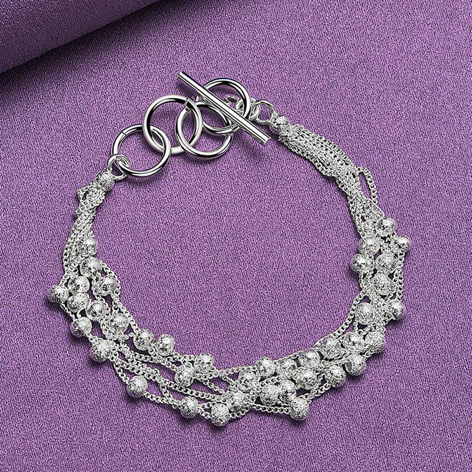 

CHSHINE 925 стерлингового серебра матовые бусины цепочка браслет модный шарм свадебная вечеринка для женщин ювелирные изделия 20CM 8inches