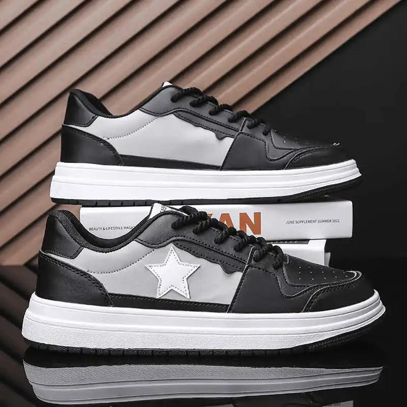 Legitimate Leather Round Foot Men Cheap Original Shoes Casual All For Tourism Spring Autumn Sneakers Sports Fitness Tenid