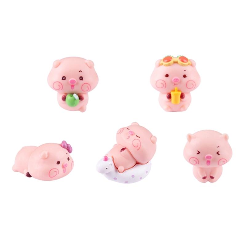 

5 Piece Cartoon PVC Pig Statue Miniature Car Dashboard Desk Shelf Ornaments For Home Decoration And Craft Projects 1