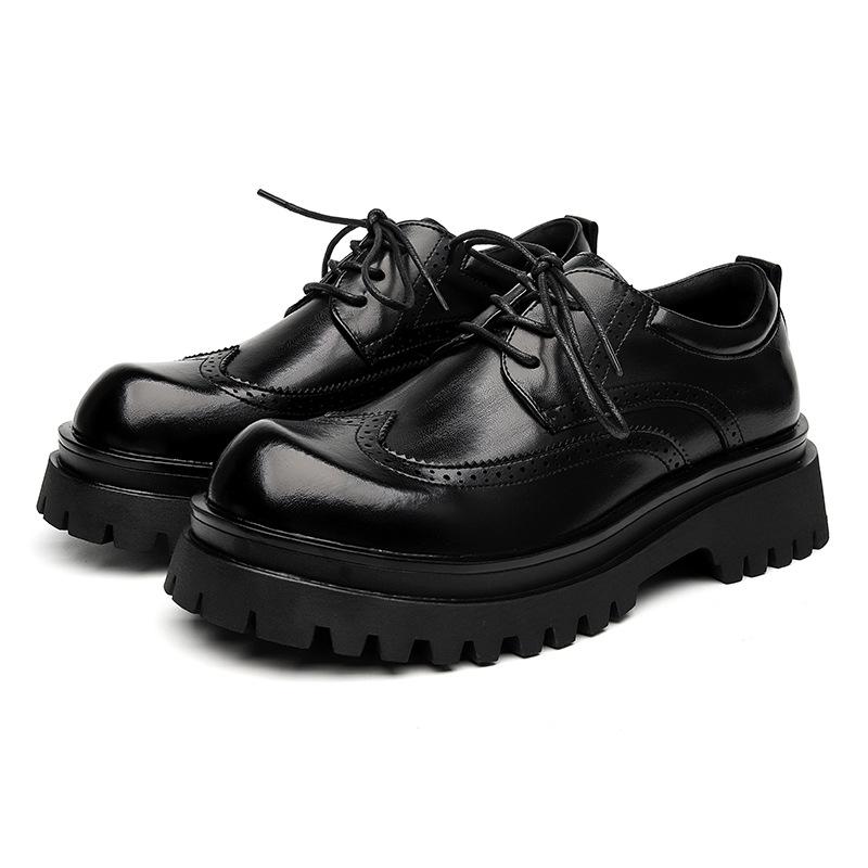 New platform round head derby shoes British style casual hollow summer fashion retro business hairstylist suit shoes