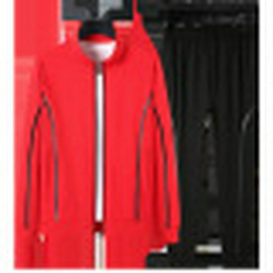 

Мужской повседневный спортивный комплект из хлопка больших размеров - Весенне-осенняя куртка со стойкой и модный костюм-двойка 2XL красный