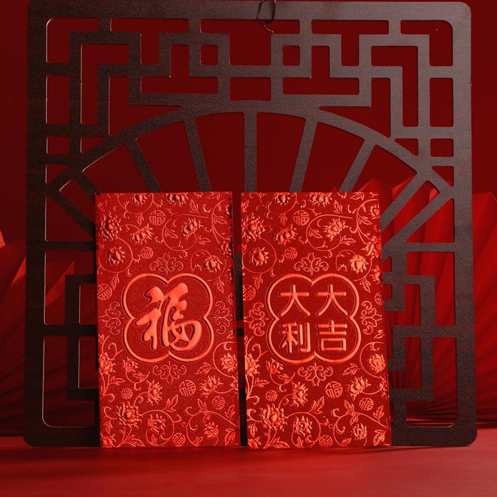 6Pcs Red Envelope New Year Red Pocket Chinese New Year Red Envelopes Red Bag Spring Festival Marriage Birthday Red Envelopes