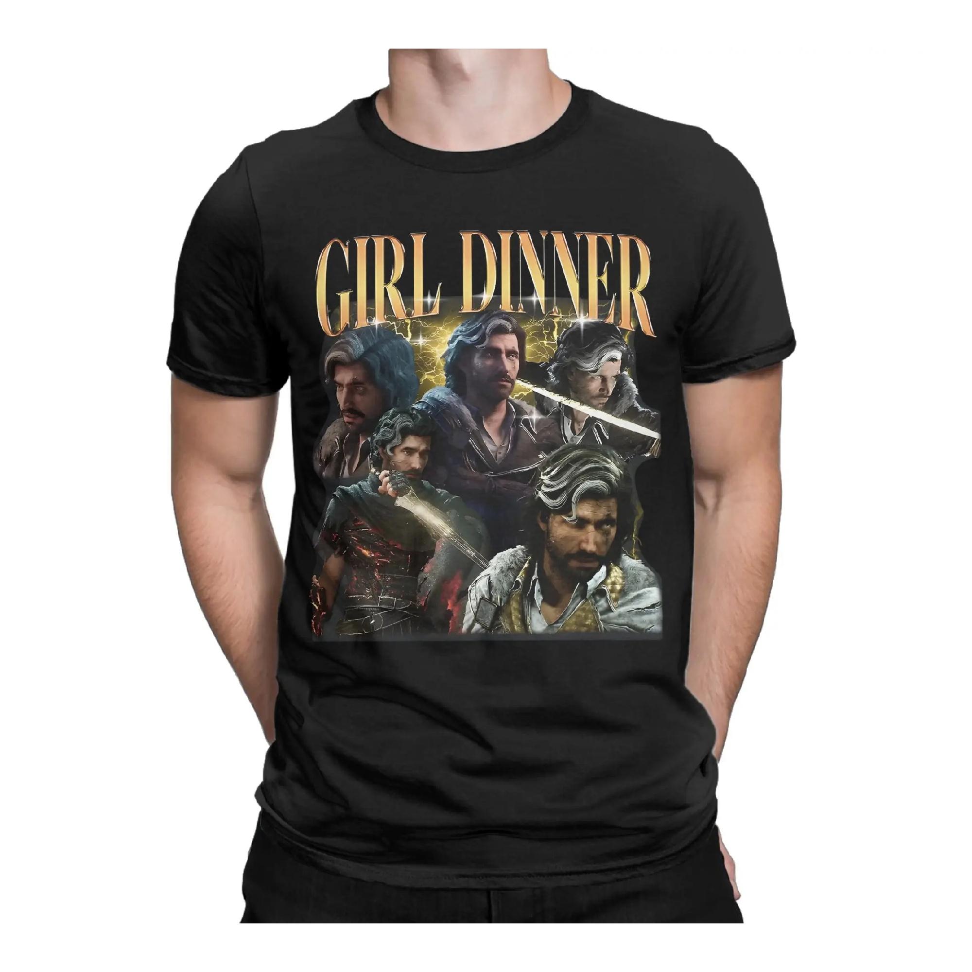 

Funny Verso Clair Obscur Expedition 33 Vintage 90s Girl Dinner T-Shirts Men Round Collar T Shirt Short Sleeve Tee Shirt Tops S чёрный