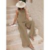  Women's Elegant Solid Color Matching Set Sleeveless Blouse And Wide Leg Pants