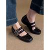 2025 New Thick-soled One-word Ballet Shoes for Women, Comfortable Soft-soled Retro Pig Nose Mary Jane Single Shoes for Women