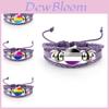 Vibrant Rainbow Flag Time Gemstone Purple Leather Bracelet For All Occasions