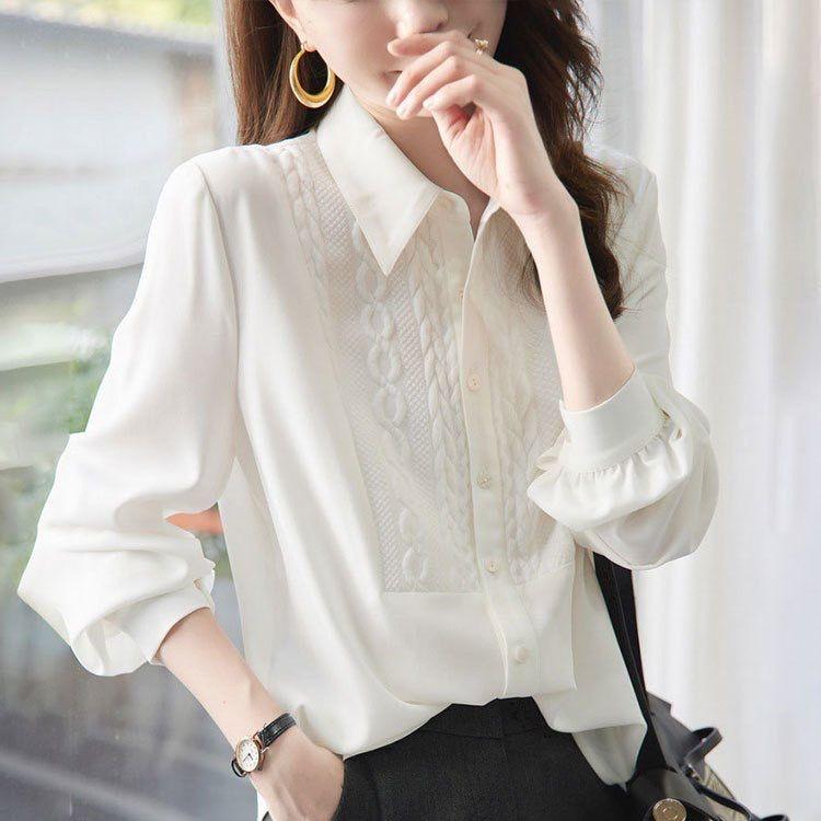 Spring Autumn White Blouse Women Long Sleeve Casual Fashion Loose Shirt Lady Top Vintage Chic Female Clothes