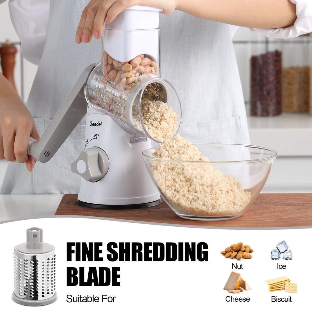 Geedel Vegetable Slicer Set with 3 Interchangeable Includes Daikon Radish Cheese and Carrot Julienne Slicer Blades, Grater, Grater,