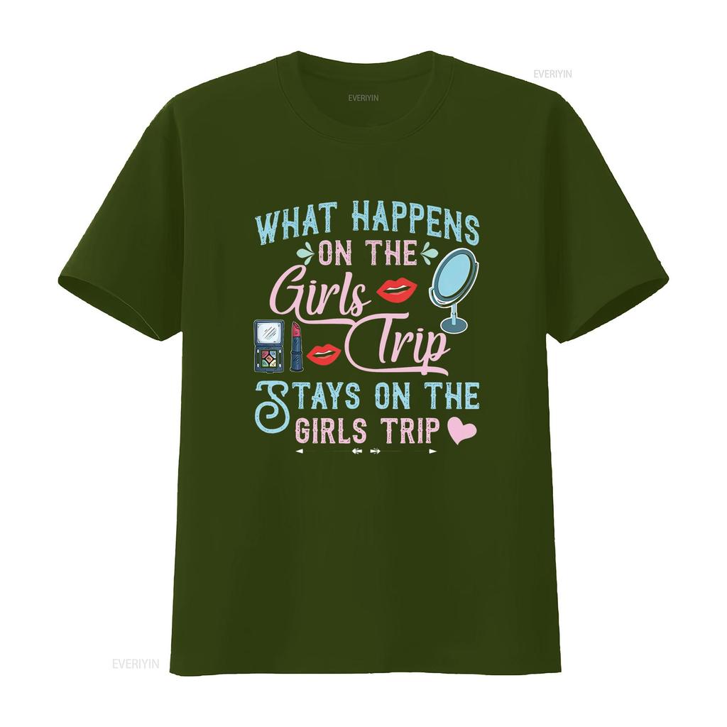 What Happens On The Girls Trip Stays Funny Vacation T Shirt Vintage Washed Unisex Slightly Comfortable Versatile Casual