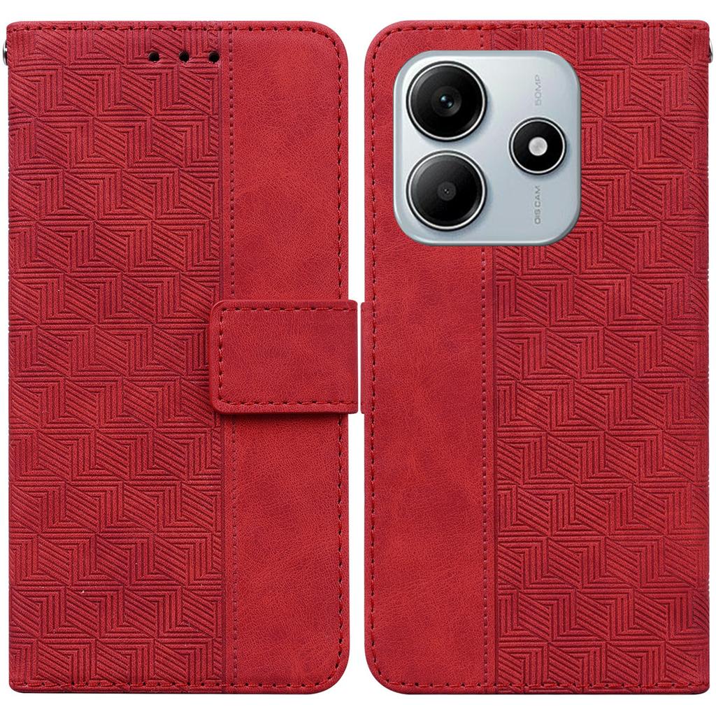 For Xiaomi Redmi Note 14 5G Case Geometry Pattern Leather Wallet Phone Cover with Wrist Strap