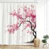 Pink Cherry Blossom Shower Curtain Watercolor Tree Art Bathroom Decor Spring Floral Bath Curtains For Modern Home Interior