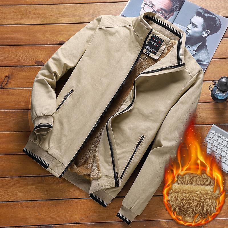 Giacca Casual in Pile da Uomo Invernale Lavata Cotone Top Primavera e Autunno Giacca Ispessita Abbigliamento da Uomo