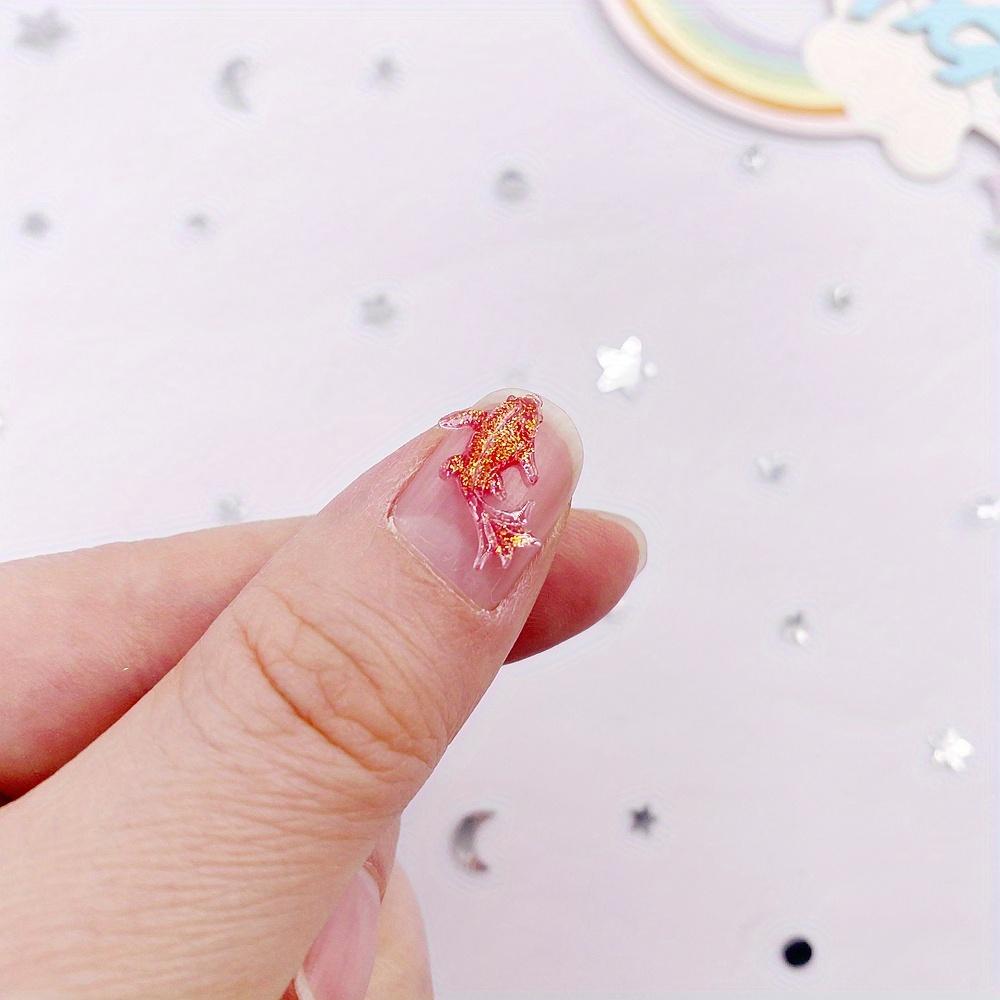 100 peças Resina Mini Glitter Colorido Gradiente Goldfish Art Nails Flatback Strass Apliques DIY Scrapbook Brinco Decoração Acessórios Artesanato