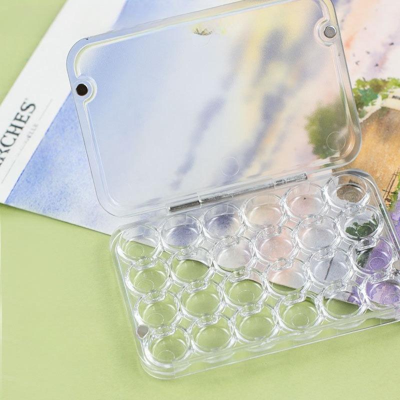 24-grid 0.8ml Watercolor Pigment Sub-packaging Box Portable Small Capacity Pigment Magnetic Sealed Humidor for Art Students