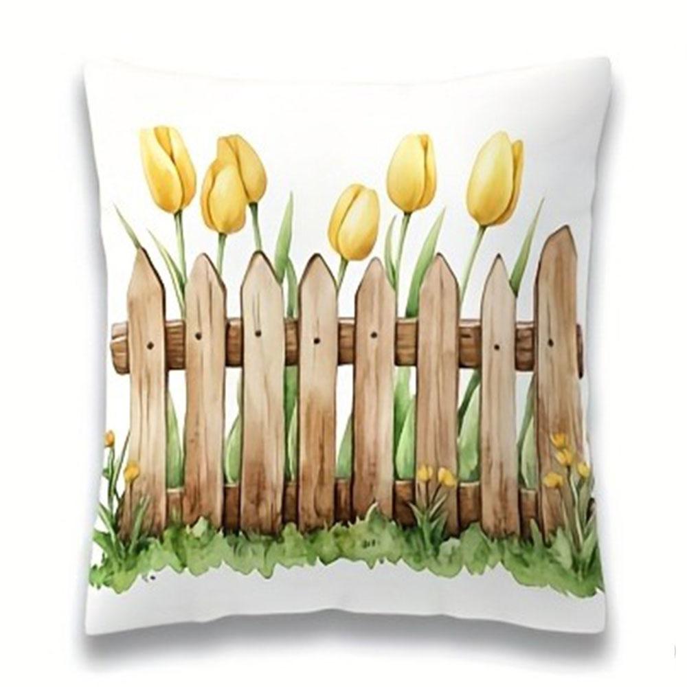 

Желтый Тюльпан Узор Домашний Декор Наволочка Спальня Гостиная Диван Украшение Полиэстер Чехол для Подушки на Молнии 45x45cm