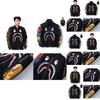 Shark Print Bomber Jacket For Men With Windproof Fabric For Casual Daily Wear