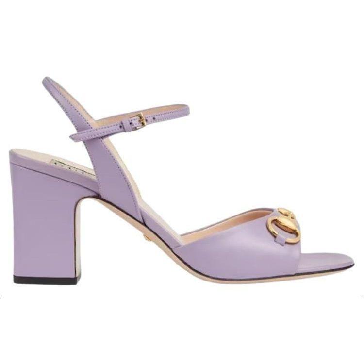 Gucci Horsebit Leather One Strap Sandals Women's Purple 771603 C9D00 5236