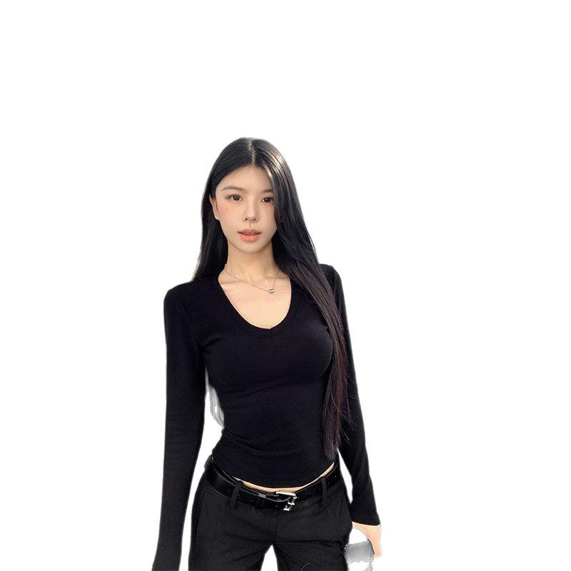 2025 V-Neck Long-Sleeve T-Shirt: Spring/Autumn Basic Slim Fit