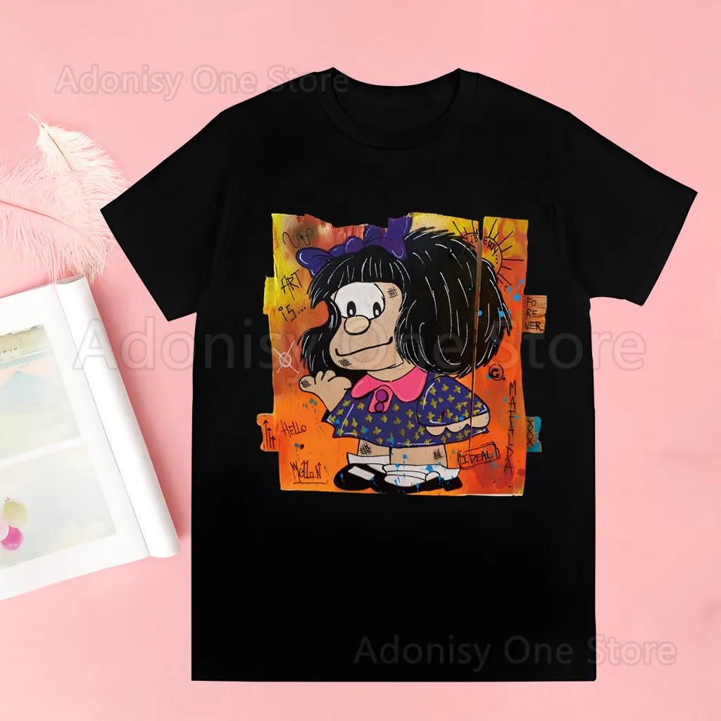 Mafalda Comic Ulzzang Cartoon Kawaii Men Harajuku Tops Summer Tops Graphic Tees Men Kawaii T-shirt Clothes boysT Shirt