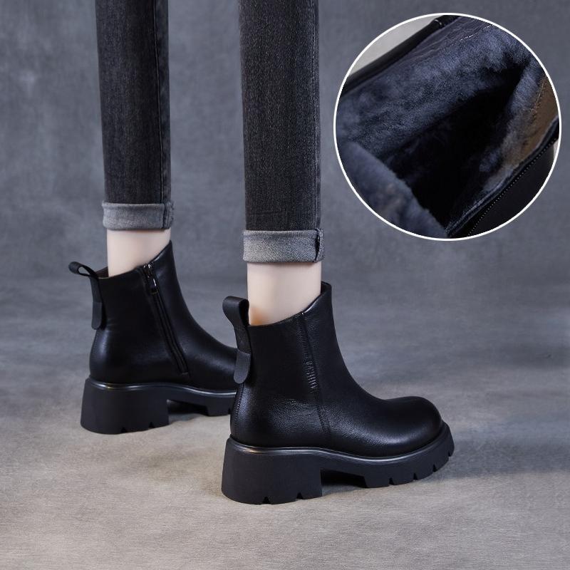 Thick-soled, Chunky Heel, Casual Short Boots for Women, Thickened Snow Boots, Cotton Shoes