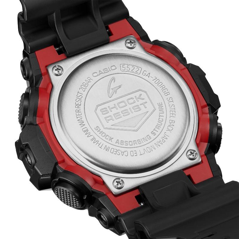 Casio G-SHOCK Herren Resin 200M Wasserdicht Analog Stoßfest Quarz Uhr GA-700RGB-1A
