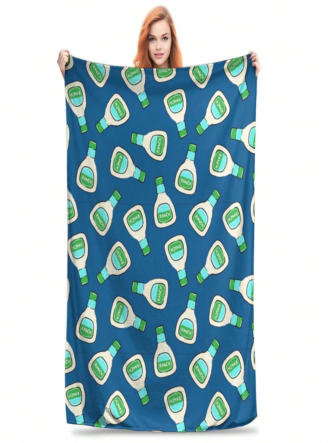 Ranch Salad Dressing Bottle (Blue) Blankets Soft Warm Flannel Throw Blanket Bedspread For Bed Living Room Picnic Travel Home 75X95CM серый