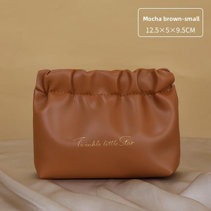 Portable Pu Makeup Bag With Solid Color For Travel And Home Organization