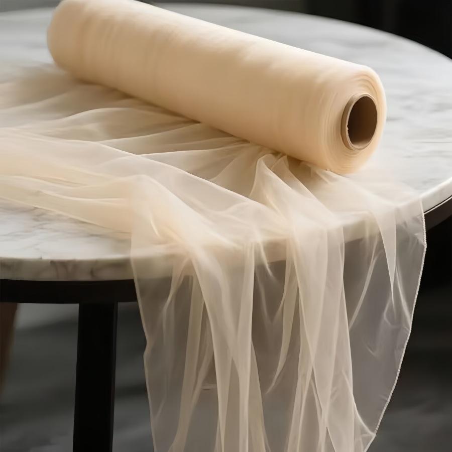 Tüllstoff Himmelblau Transparent Tischläufer Stuhl Schleifen Hintergrund Vorhänge für Babyparty Geburtstag Hochzeit für Party Fotos Dekoration