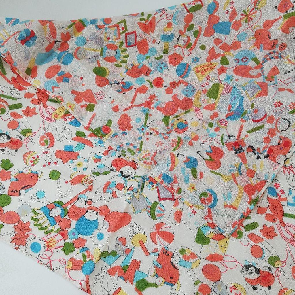 Used Scarf, Japanese Pattern, Japanese Style, Japan, Colorful, Komainu (guardian Lion-dog), Small Birds, Cat, Handkerchief, Bandana, Furoshiki