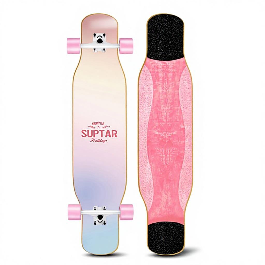 46IN Big Longboard Skateboard Boys Girls Beginners Adults Four-Wheel Street-Style Professional Double Rocker Maple Wood Dyed