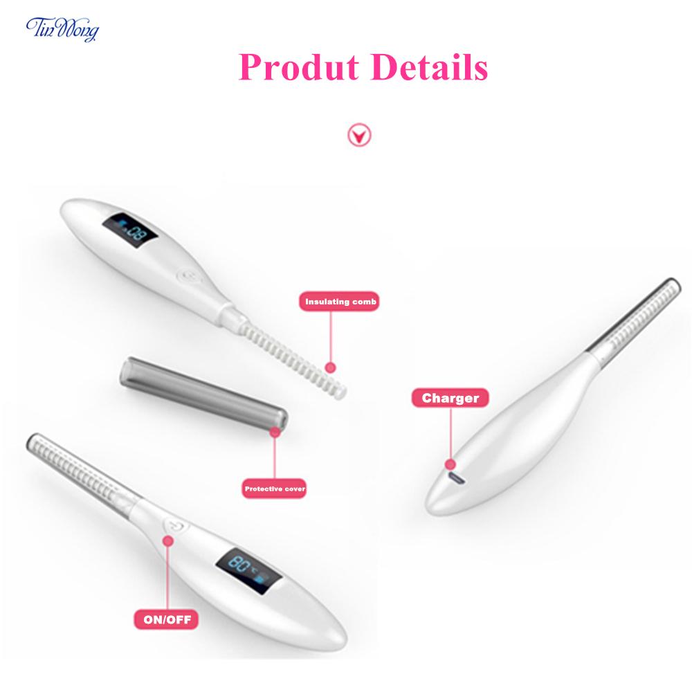 Piega Ciglia Elettrico Ricaricabile USB Nucleo Interno in Ceramica Riscaldato Lunga Durata