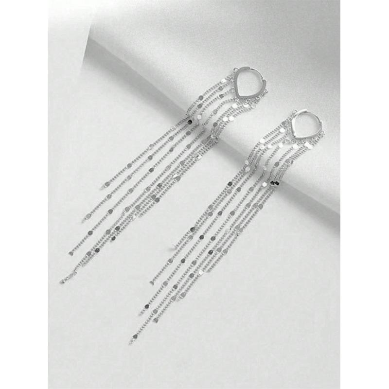

Light luxury fashion high-end earrings Long metal fringed ear line New trendy light luxury Internet celebrity love ear buckle earrings