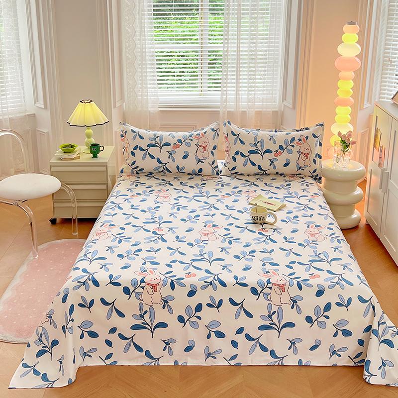 Exquisite Cartoon Flower Print Bedding Set With Pillowcases Soft Bedroom Sheet 1Pc Or 3Pc Set