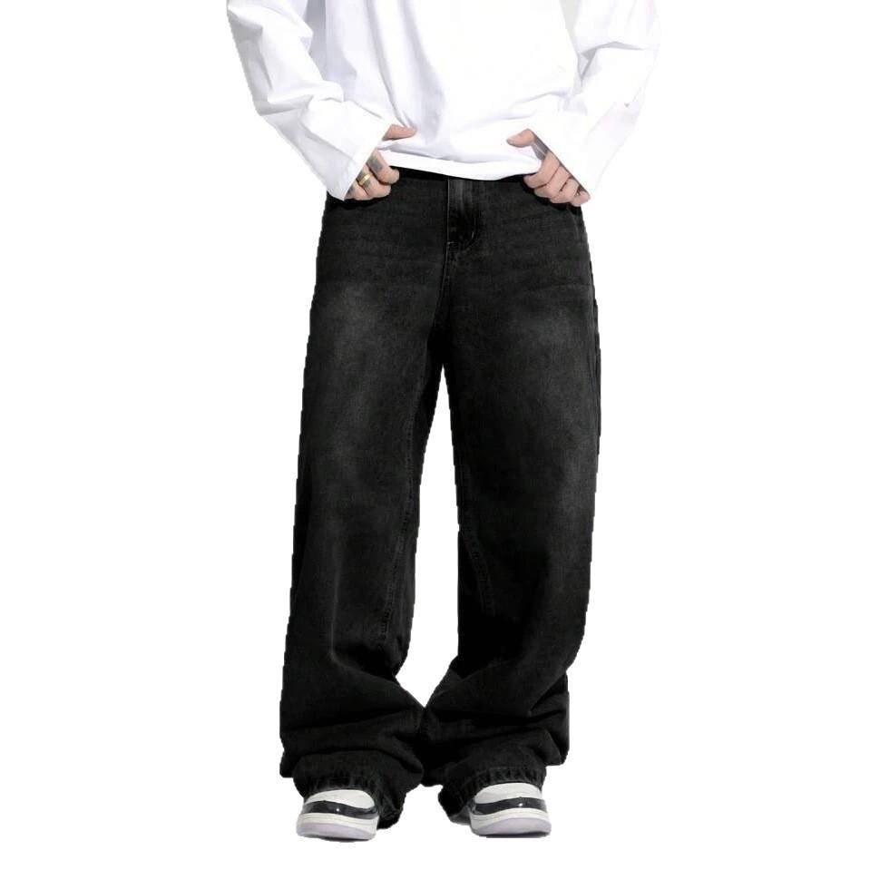 Autumn and winter boys American high street straight trendy pants men's versatile and thin temperament jeans