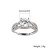 Adjustable 2 Carat Moissanite Wedding Ring with Cubic Zirconia Accents