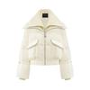 Ailaiyi Women's Stylish Short Goose Down Jacket with Knit Lapel