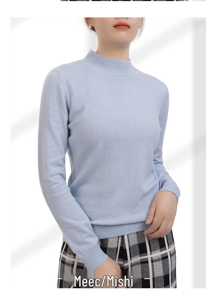 

Женский трикотажный топ-свитер с полувысоким воротником однотонных цветов Осень/Зима 2024 Small светло-синий