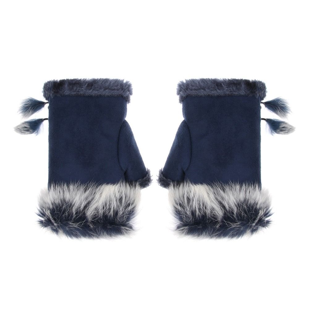 Thicken Solid Color Winter Girls Fashion Accessories Plush Mittens Fingerless Gloves Elastic Gloves