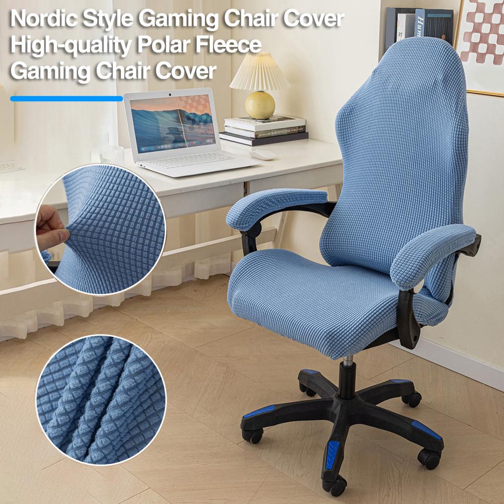 1 Set Stylish Nordic Gaming Chair Cover Soft Elasticity Non-Slip Dust-Proof Polar Fleece Armchair Slipcovers