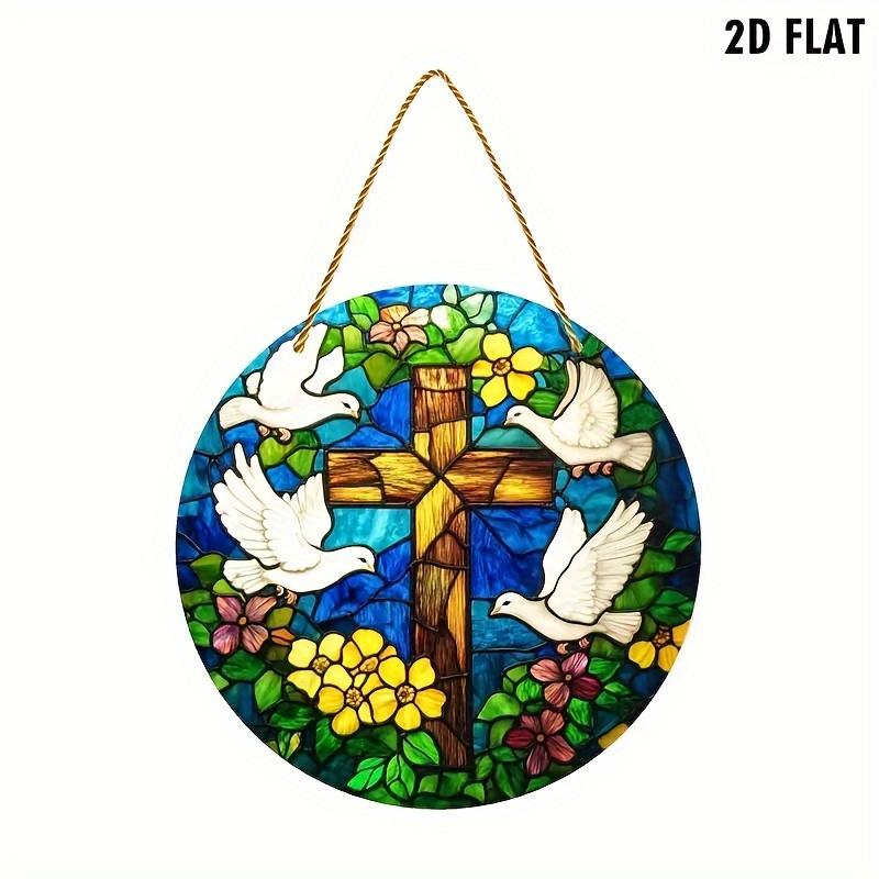 2D Flat Acrylic Pigeon Flower Design, Indoor and Outdoor Decoration - No Battery/electricity Required, Free Day Decoration, Shop Decoration, Durable