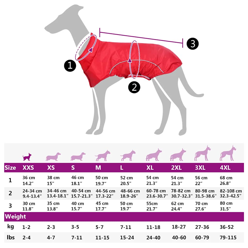 Dog Raincoat with Reflective Strips Polyester Red XXS