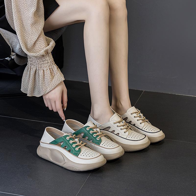 Neue Damen Freizeit-Sportsandalen mit ausgehöhlten Einzelschuhen und flachen Faulenzerschuhen