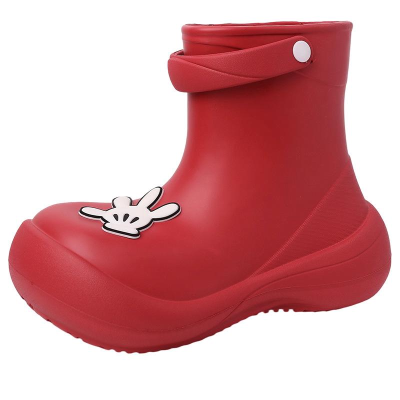 Cute cartoon Mickey solid color rain shoes women's 2025 summer new fashion outer wear adult rubber shoes non-slip rain boots