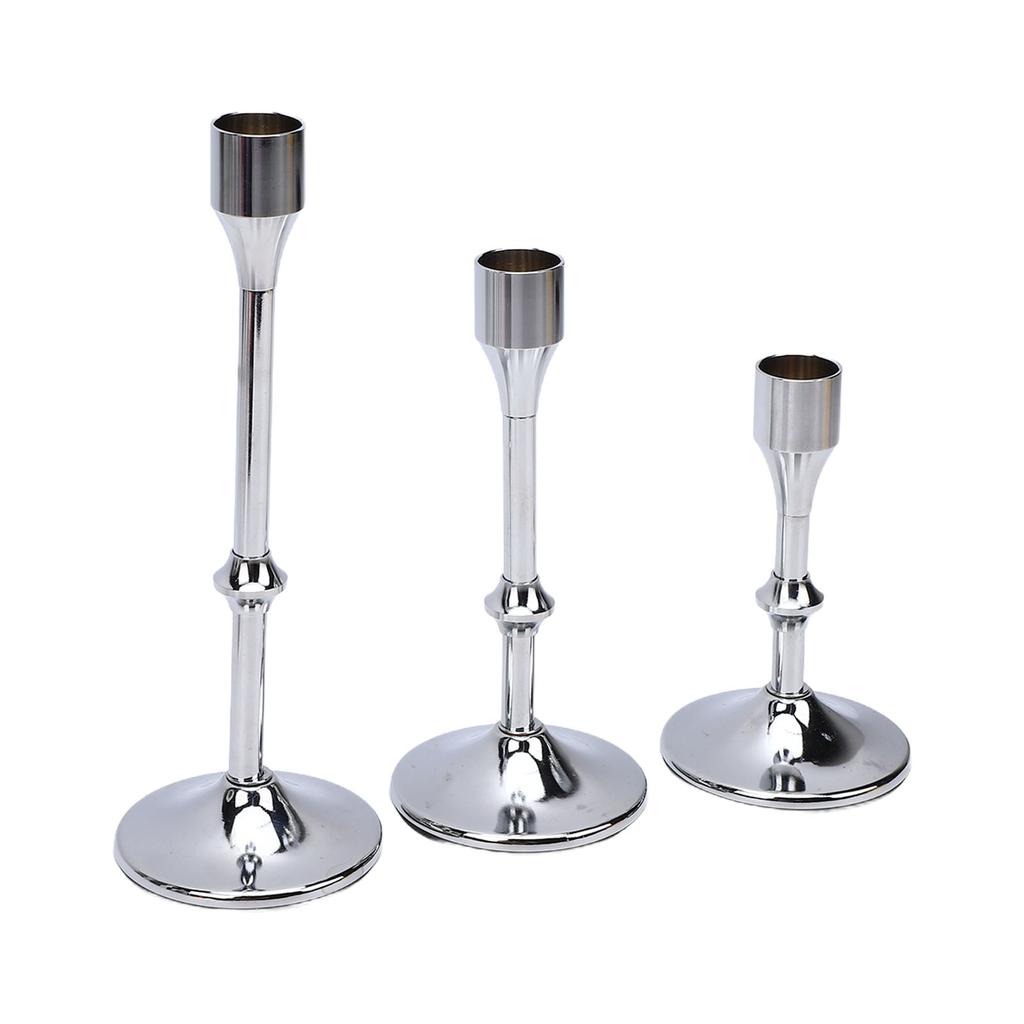 3 Pcs Candlestick Holder Steel Vintage Tall Metal Taper Candle Holders with Round Base for Table Wedding Housewarming