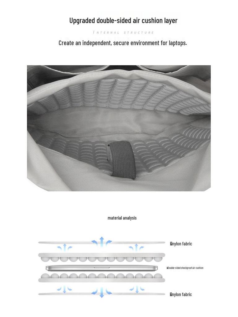 Large Capacity Crossbody Laptop Backpack with Air Cushion Protection for Business Trips