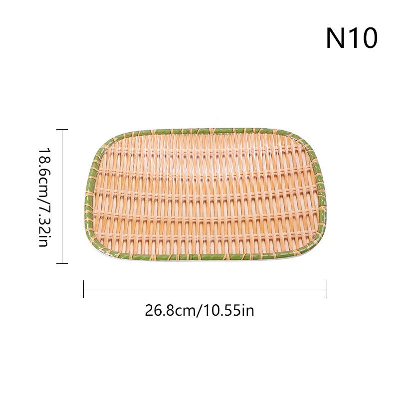 Bamboo Weaving Hot Pot Vegetable Plate Multiple Styles Melamine Barbecue Plate Green Serving Plate Restaurant