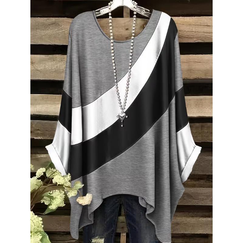 Fashion New Arrival Plus Size Bastet Egyptian Cat Goddess Print Women's Top Elegant Casual Style Round Neck Long Sleeve T-Shirt