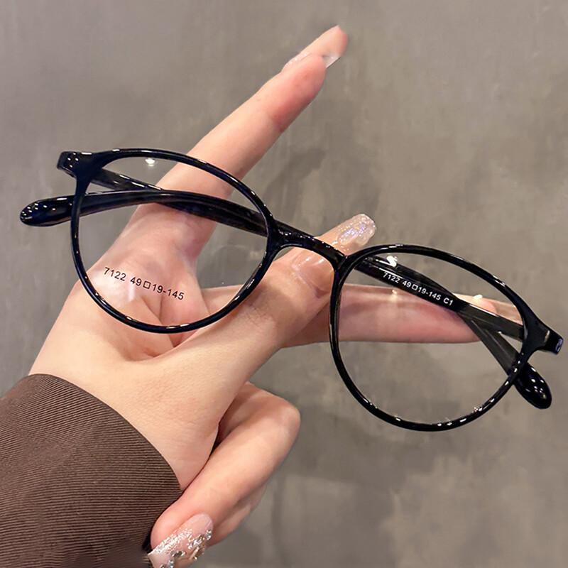 Glasses TR90 Blue Eye Decorative Protection Super Round Myopia Lens Short-sighted Unisex Blocking HD Spectacle Light Eyewear Lightweight Eyewear