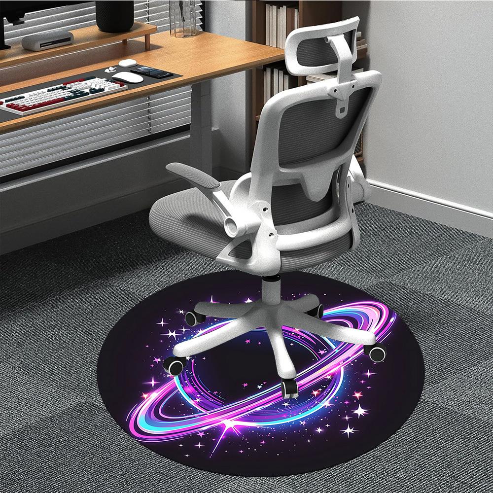 1pc Galaxy Rings Office Round Area Rug,  Mat Suitable ForOffice, Under Office Chairs Bedroom Living Room Home Decor, Room Deco